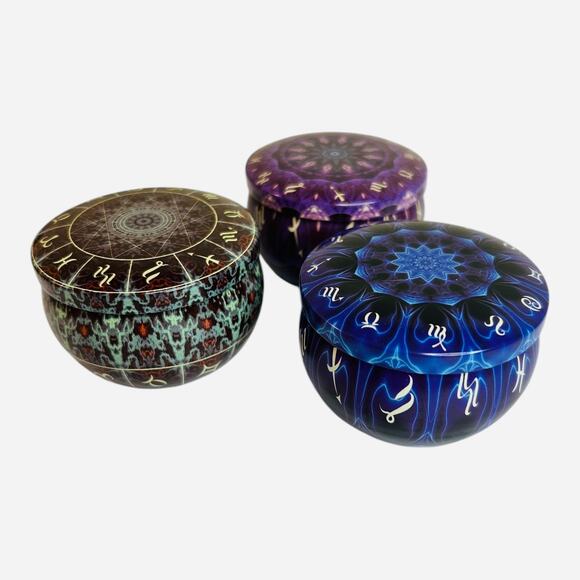 Metal Tins Zodiac Astrology Signs Gift Tin Trinket Box Set of Three - Picture 4 of 5